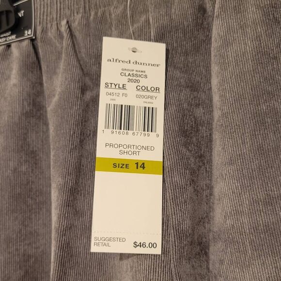 Alfred Dunner Classics Straight Leg Corduroy Pants Size 14 Short Gray - Picture 6 of 11